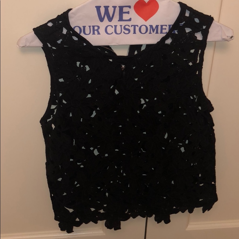 Aqua lace floral cutout tank